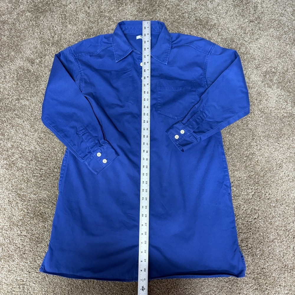 Madewell Shirt Dress Womens Small Royal Blue Cotton Preppy Side Slits Button Up - Picture 7 of 13